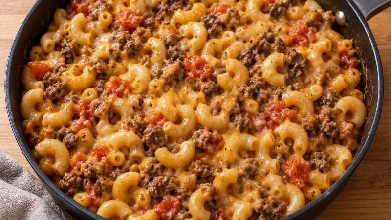 Maccheroni al formaggio con macinato di manzo
