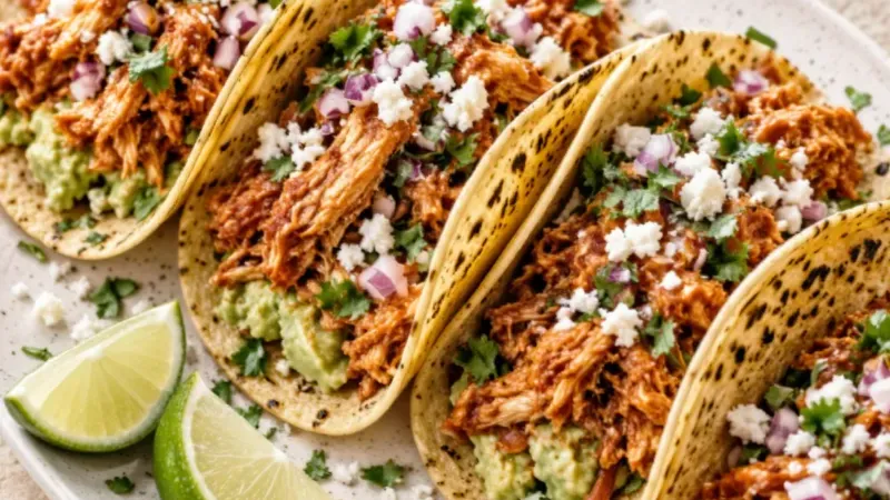 Tacos con tinga di pollo in padella