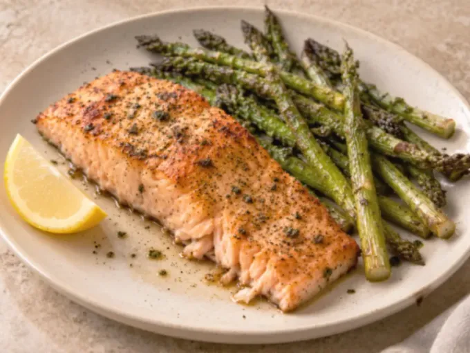 Baked Lemon-Herb Salmon with Roasted Asparagus