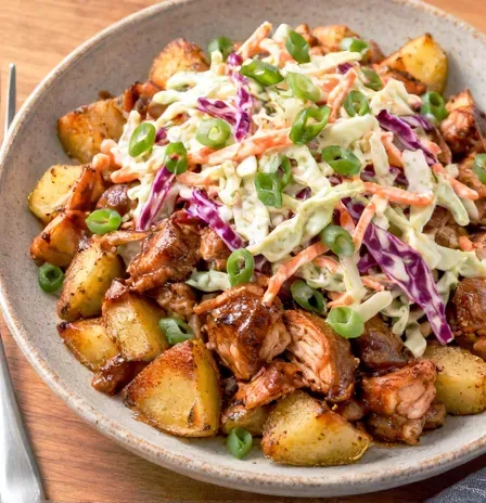 Barbecue Chicken Potato Bowls with Tangy Slaw