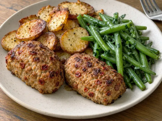 Savory-Sweet Turkey Meatloaves with Crispy Potatoes & Green Beans