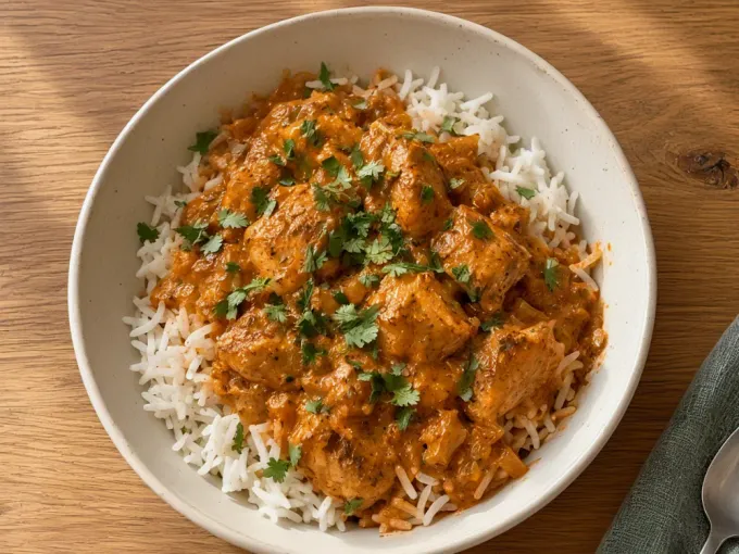 Poulet tikka masala saisi et riz basmati