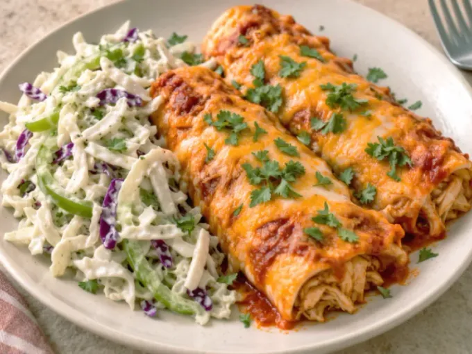 Spiced Chicken Thigh Enchiladas with Ranch Slaw